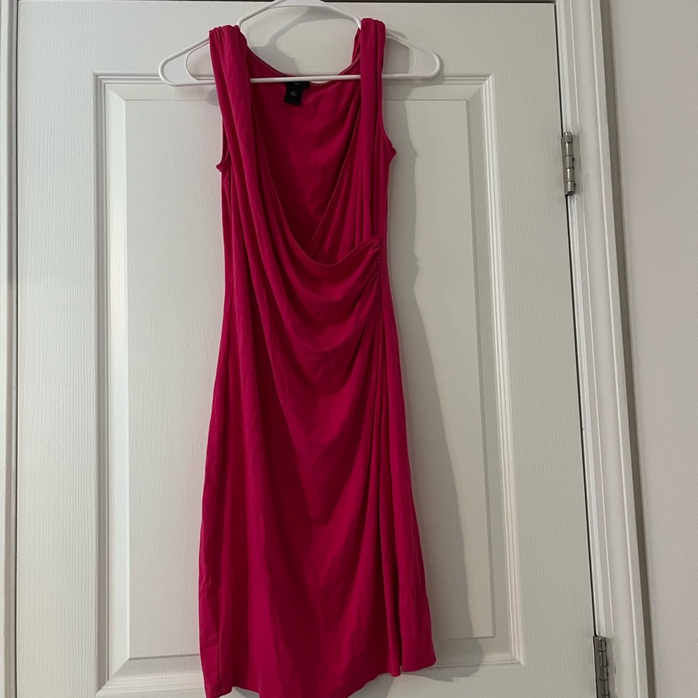 Ann Taylor Pink Ruched Sheath Dress M Petite
